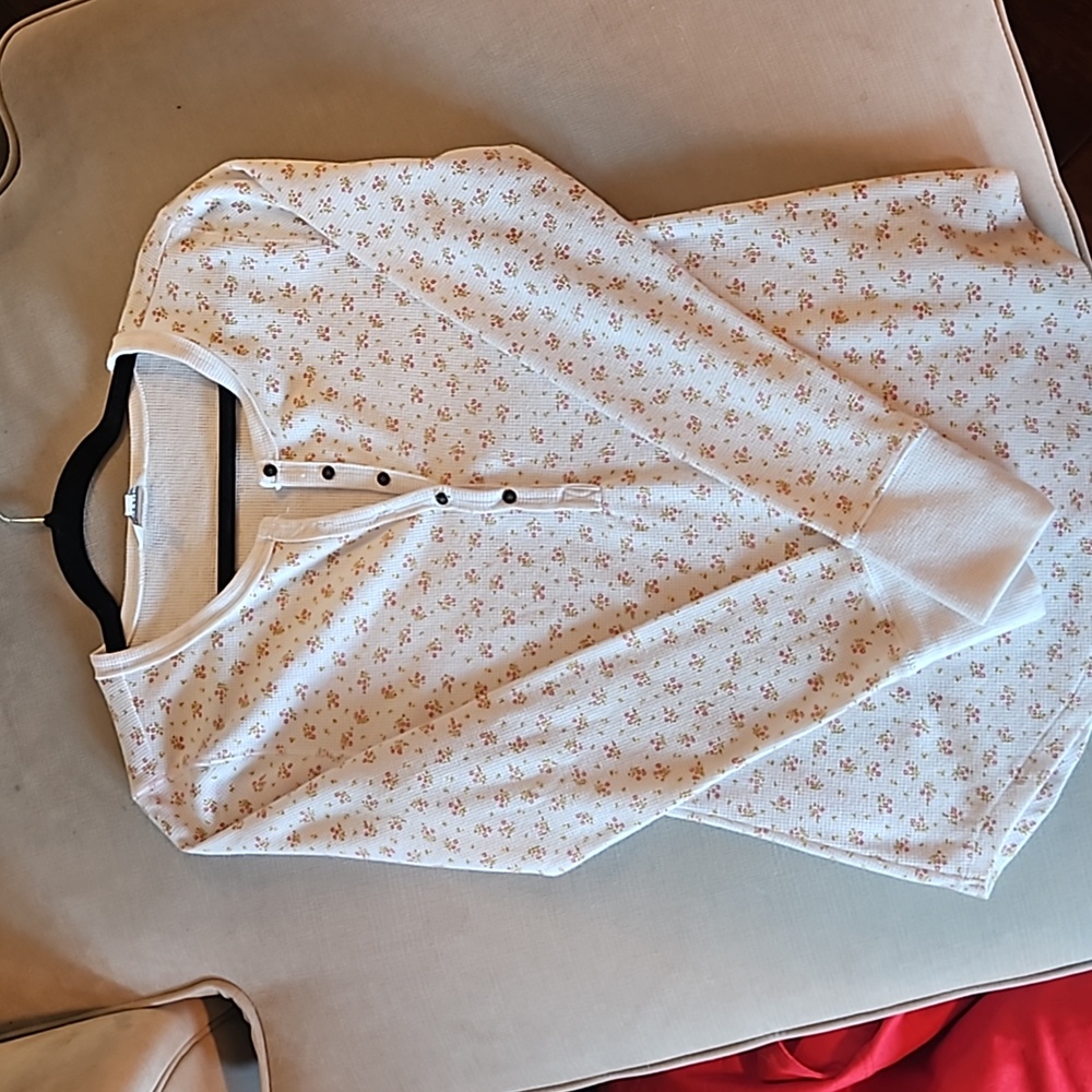 Lucky Brand long sleeve henley floral top